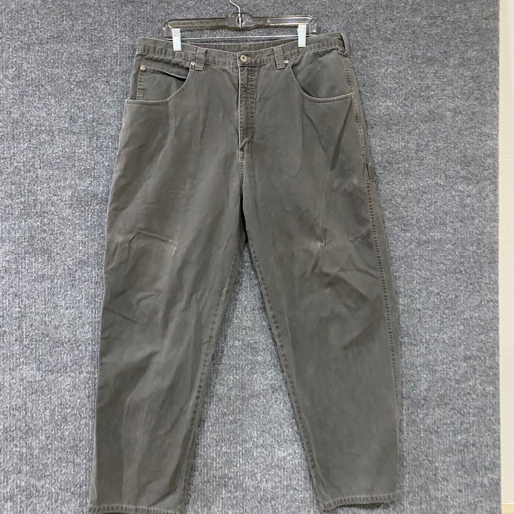 Wrangler WRG Jean Co Carpenter Pants Mens 38x32 Gray Denim Workwear 94HYWLV